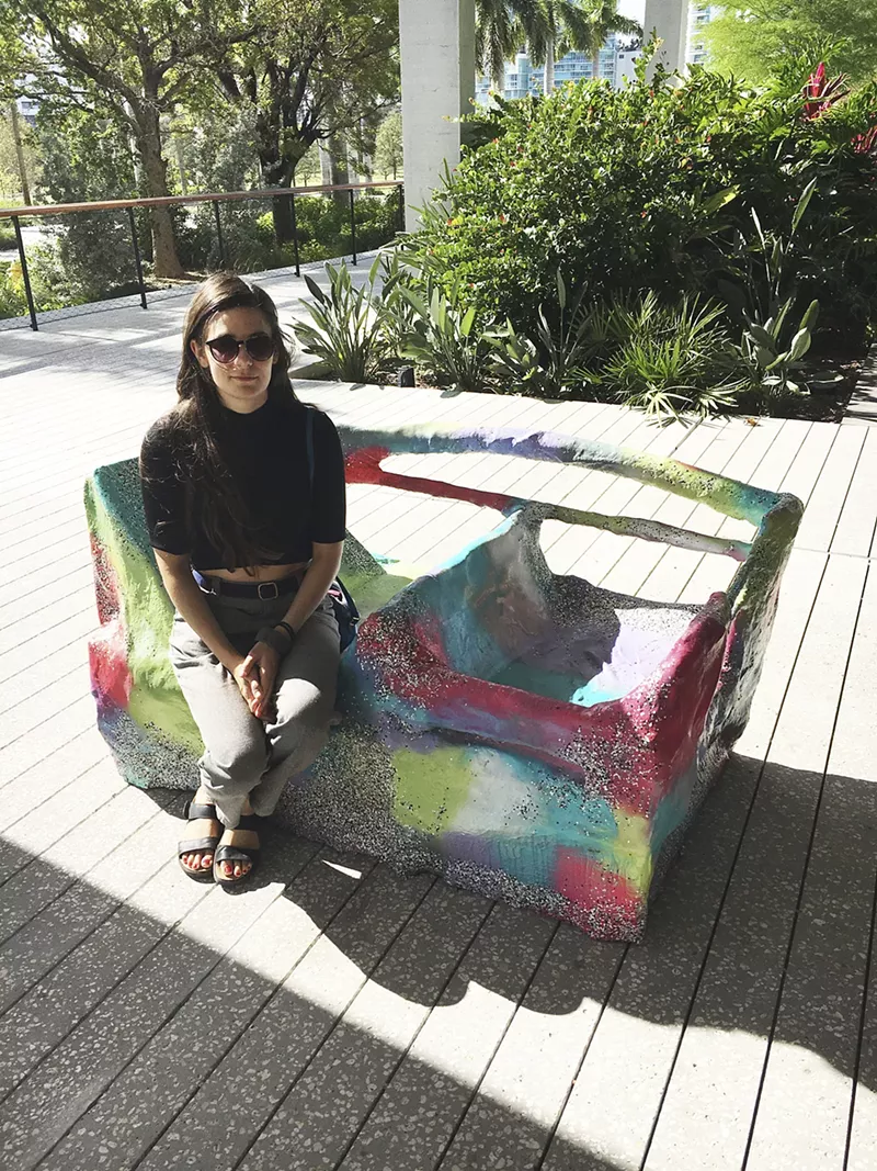 Image: Mayer sits on one of her Slumpies.