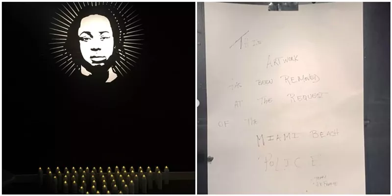 Image: Artwork memorializing Raymond Herisse, who was shot by Miami Beach Police in 2011, was removed at City Manager Jimmy Morales' request.