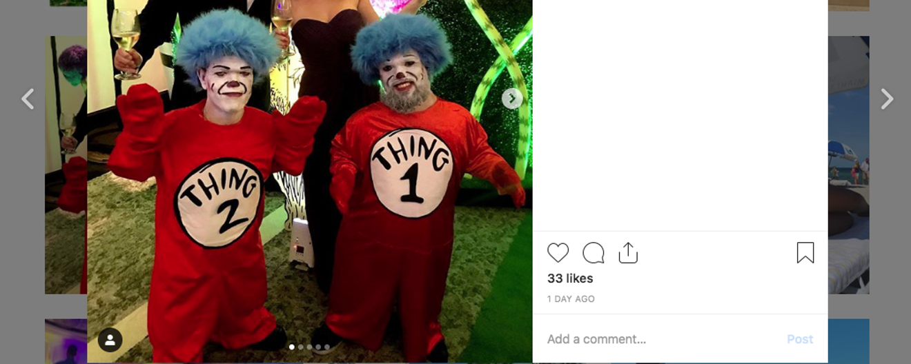 Dwarf performers dressed as Dr. Seuss characters Thing 1 and Thing 2 were hired for the Miami Beach Chamber's annual gala.