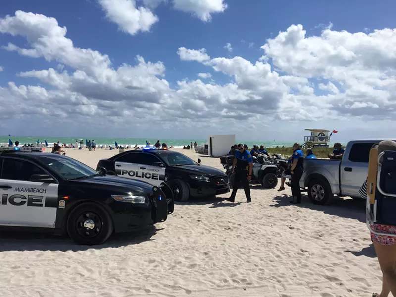 Image: Police are out in force for spring break in Miami Beach.