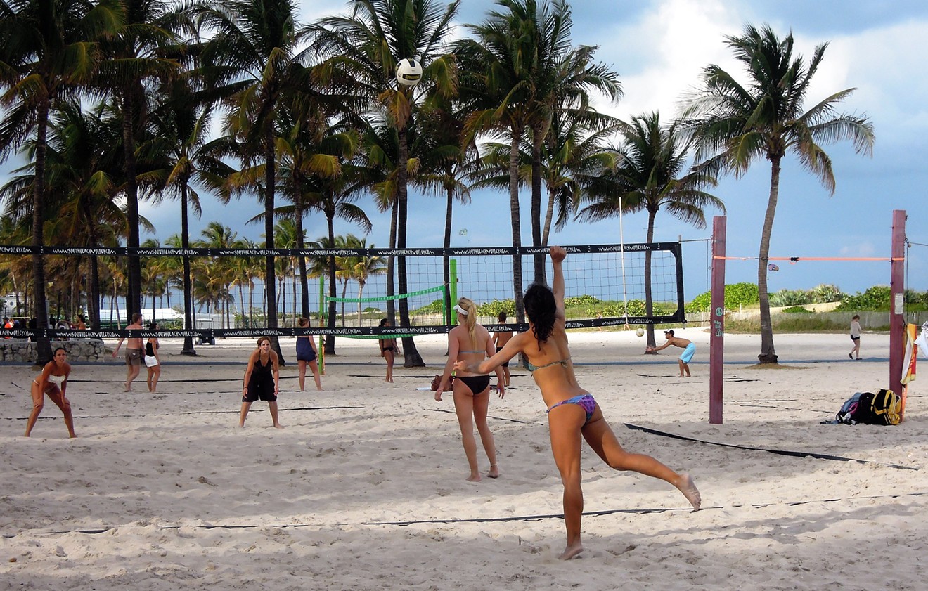 The sand volleyball courts in Lummus Park have been cleared in preparation for Super Bowl LIV.