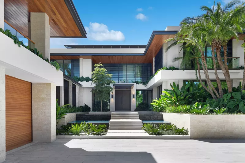 Image: The front of the $40 million Palm Island house