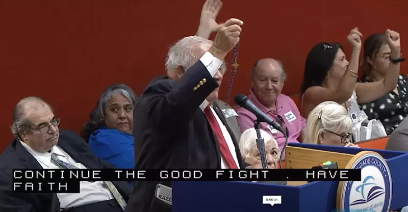 Image: During the September 6, 2023, Miami-Dade County School Board meeting over whether to recognize LGBTQ History Month, one man pointed out that he was never breastfed by his father.