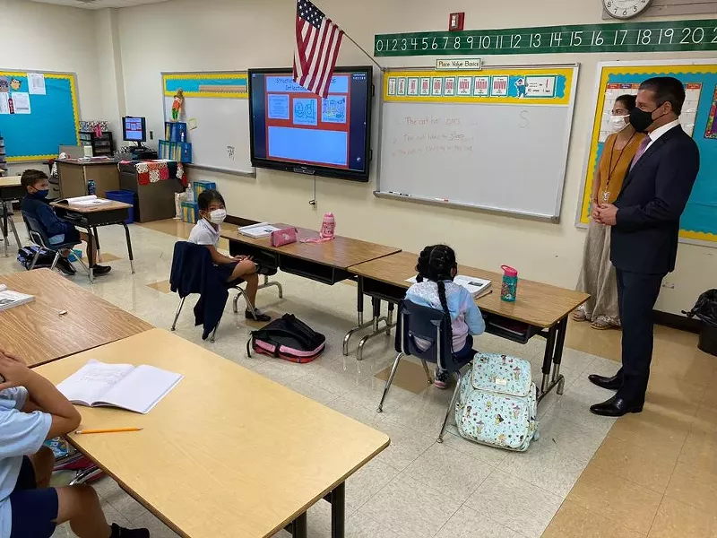 Image: Superintendent Alberto Carvalho visits Southside Preparatory Academy on October 5.