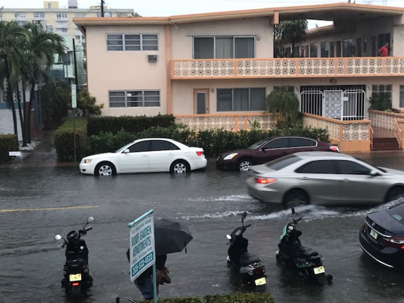 Flooding on 11th Street and Pennsylvania Avenue in Miami Beach.