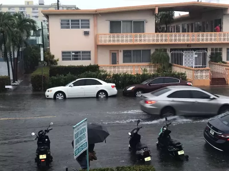 Image: Flooding on 11th Street and Pennsylvania Avenue in Miami Beach.