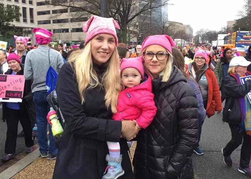 Image: Protesters sport pussyhats made by KRELwear at the Women's March in Washington, D.C.