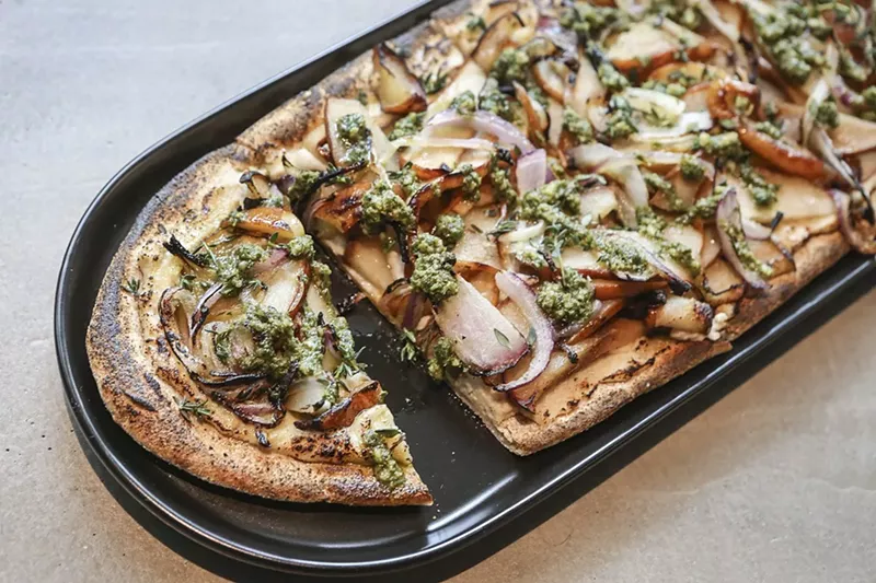 Image: Pear flatbread at GLAM Vegan.