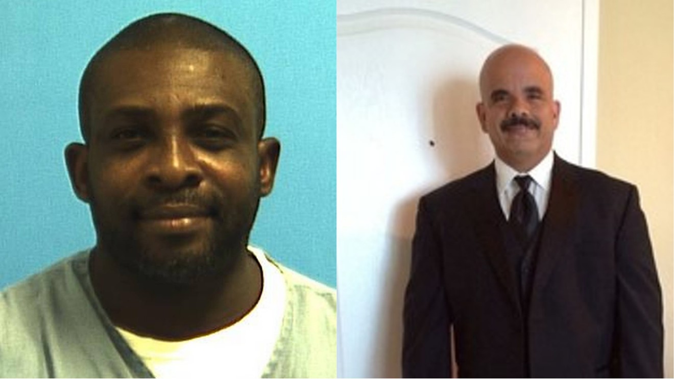Clarens Desrouleaux (left) says he was framed by Raimundo Atesiano (right) and his Biscayne Park cops.