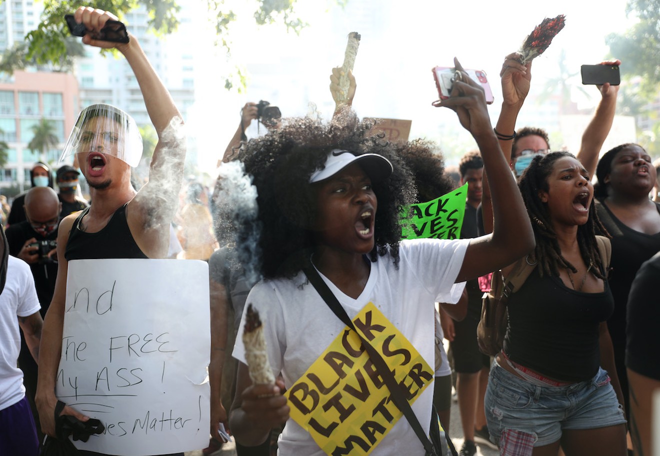 Protesters marched in downtown Miami in response to the death of George Floyd at the hands of Minneapolis Police.