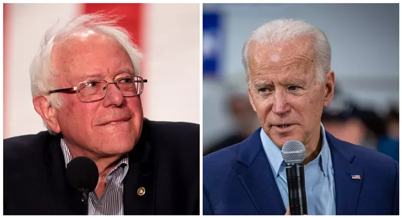 Image: Democratic presidential candidates Sen. Bernie Sanders and former Vice President Joe Biden