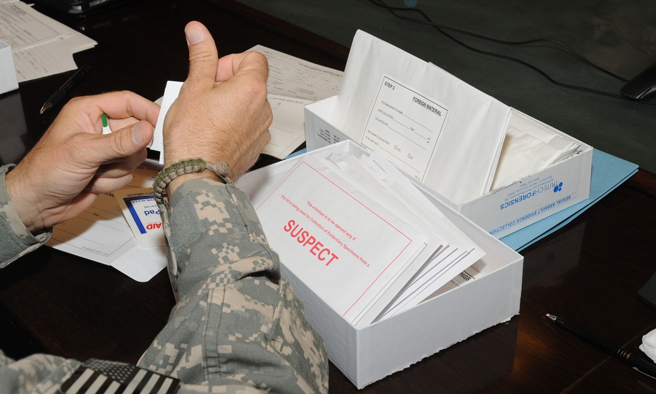 A U.S. military doctor in Afghanistan demonstrated how to use a rape kit to collect evidence.