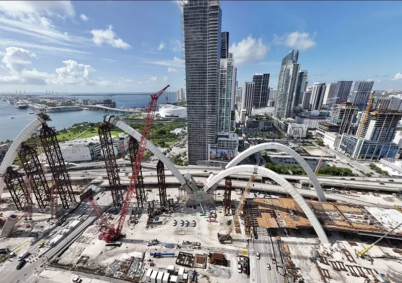 Image: Construction of the Signature Bridge at the I-395/I-95 interchange in Miami.