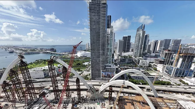 Construction of the Signature Bridge at the I-395/I-95 interchange in Miami.