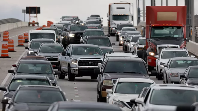 Traffic backed up bumper-to-bumper on a Miami highway