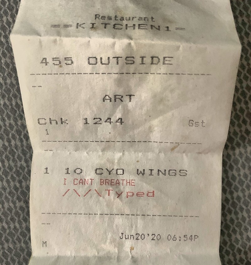 The offensive blackened wings ticket from Hole in the Wall in south Miami-Dade.