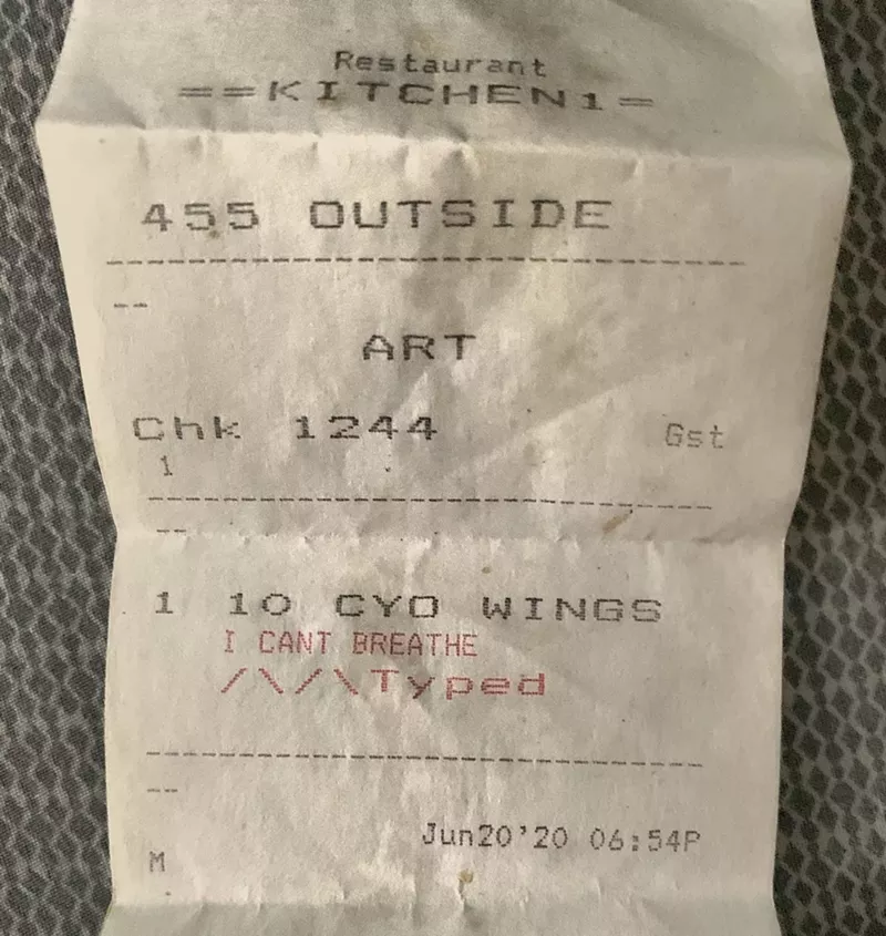 Image: The offensive blackened wings ticket from Hole in the Wall in south Miami-Dade.