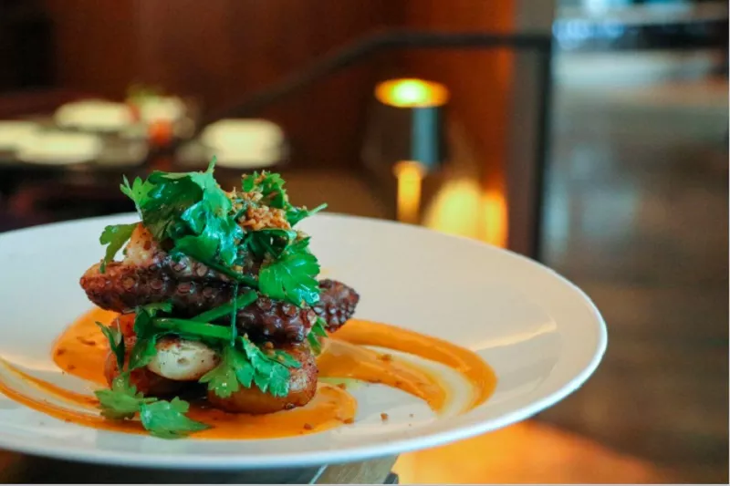 Image: Charred octopus on Matador Room's Miami Spice menu.