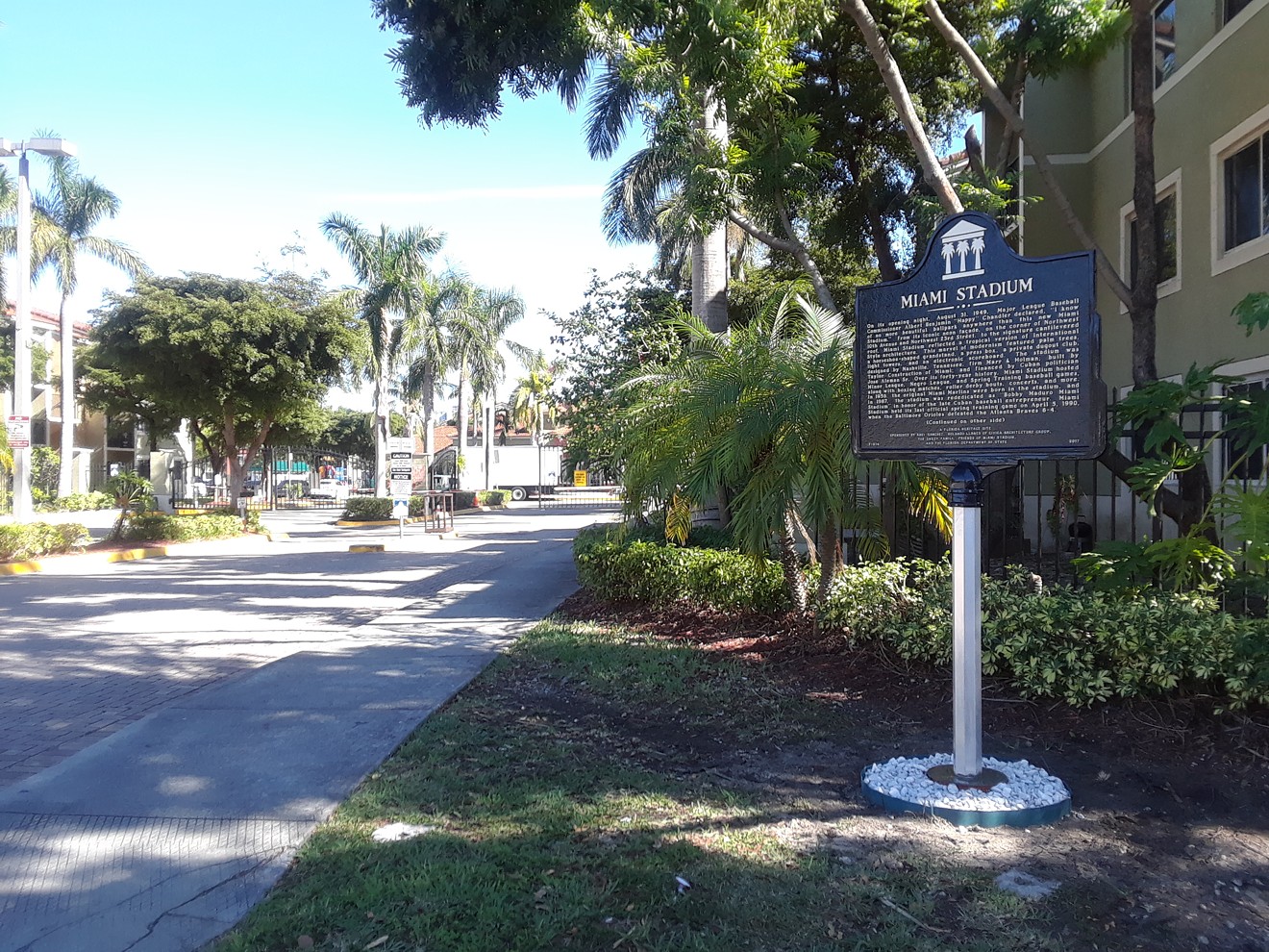 The Miami Stadium historical marker in Allapattah.