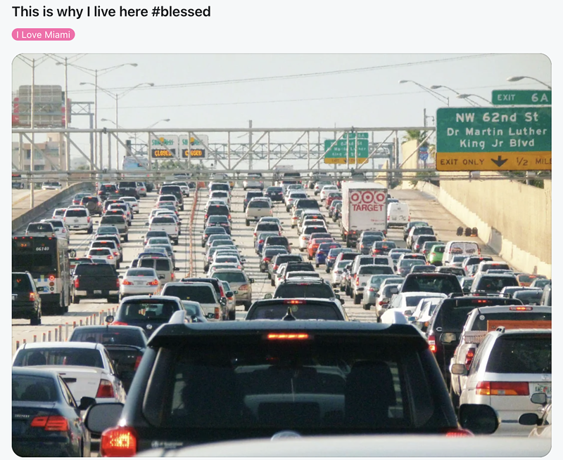Image: Bumper-to-bumper traffic on I-95: This is why we live in Miami.