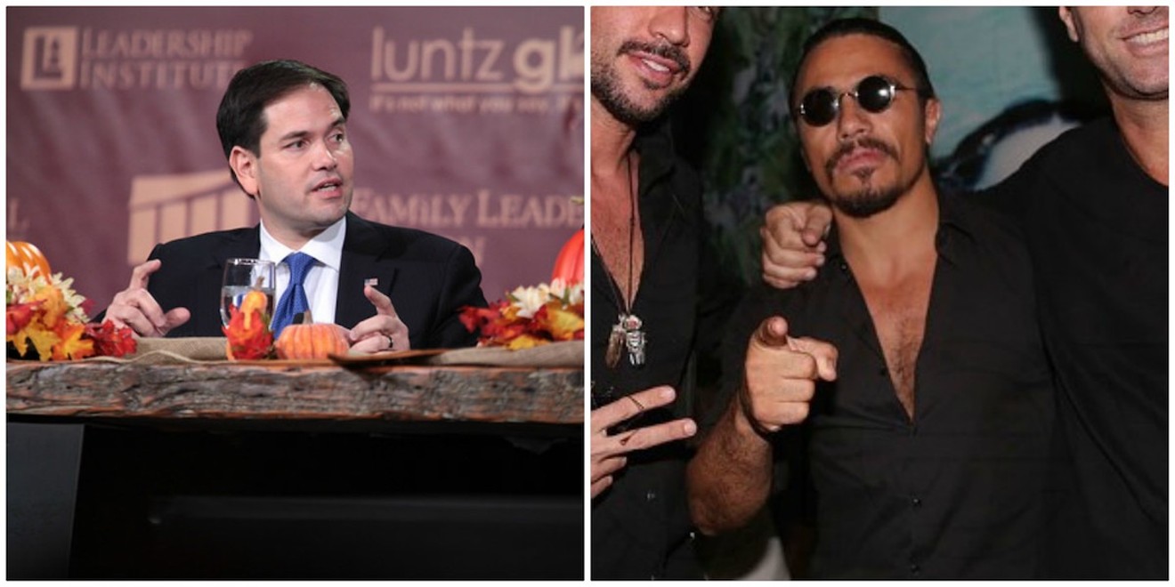 Marco Rubio (left) asked Miami Twitter to go after Salt Bae (right) last night.