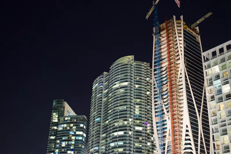 Image: Three years after breaking ground, 1000 Museum is all lit up.
