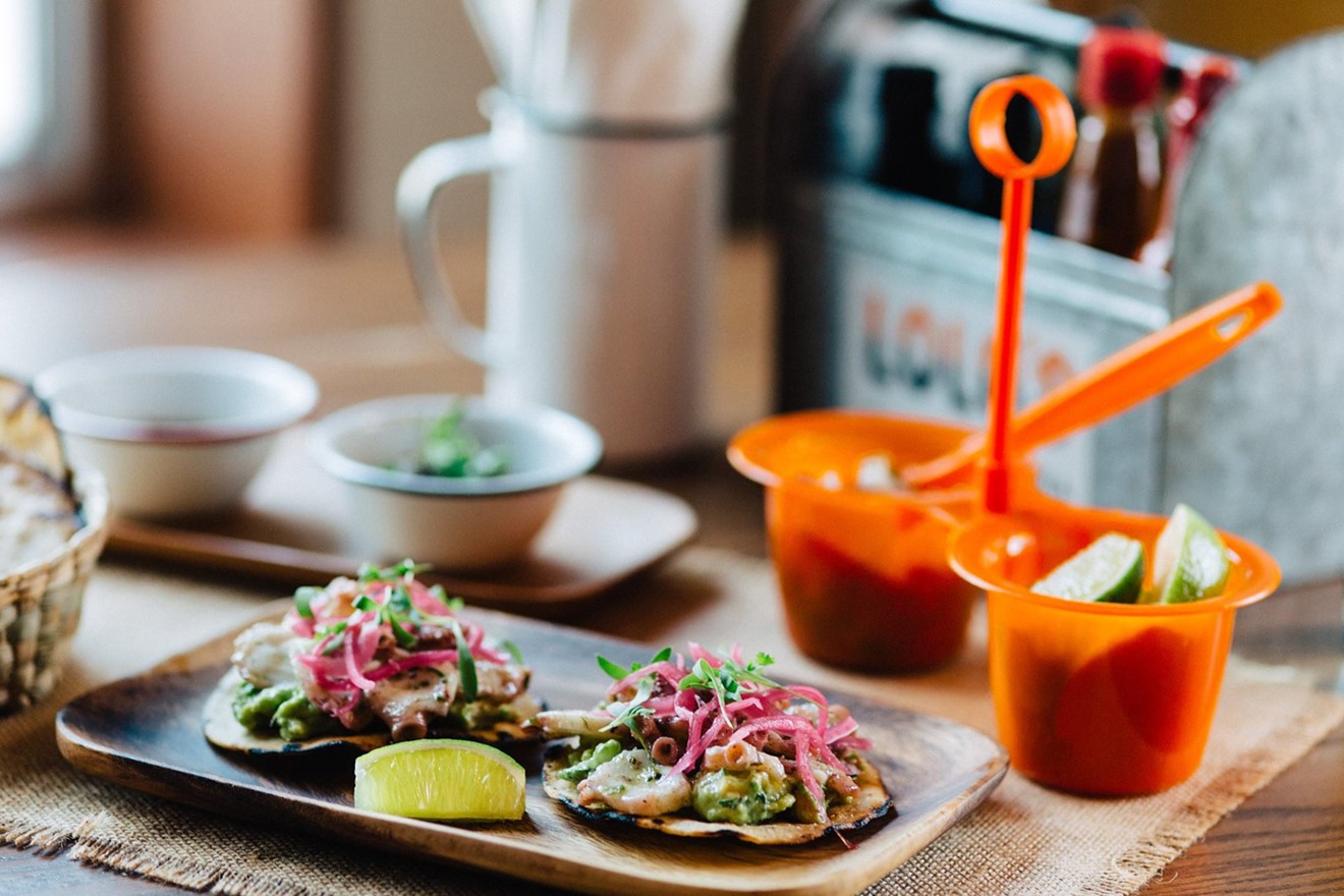 Opt for half-off tacos and $5 margaritas on Tuesday at Lolo Surf Cantina.