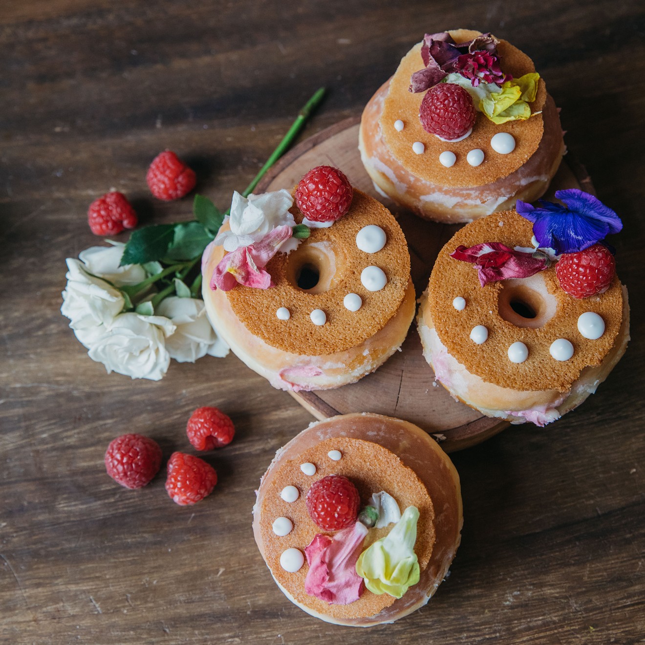 Brioche doughnuts with candy flowers at the Salty Donut for Mother's Day.