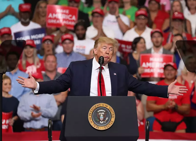 Image: President Donald Trump announced his candidacy for a second presidential term at Orlando's Amway Center.