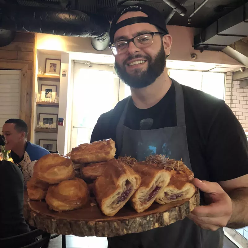 Image: Giovanni Fesser, Miami's Pastelito Papi, with a tray of his creations.