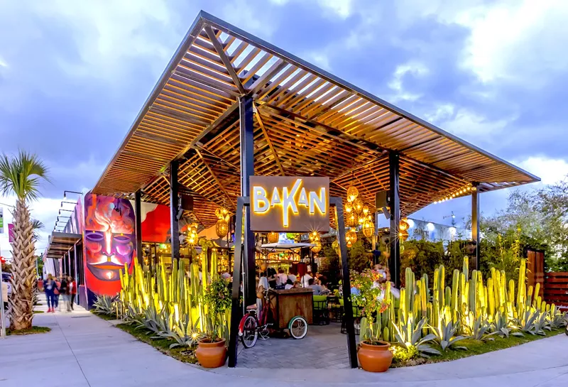 Image: Bakan's cactus-lined outdoor patio offers shaded outdoor dining.