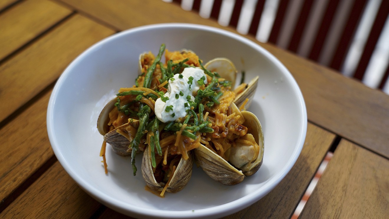Fideos with littleneck clams, chorizo, and aioli. View more photos from Tigertail + Mary here.
