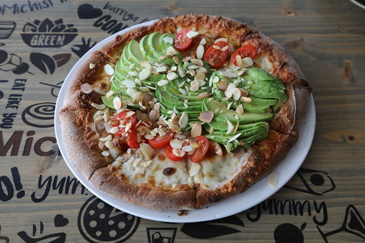 Whole-wheat avocado pizza