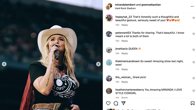 Screenshot of an Instagram post by Miranda Lambert