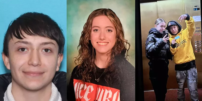 Image: A teenager who went missing is pictured in side-by-side photos with her 23-year-old partner