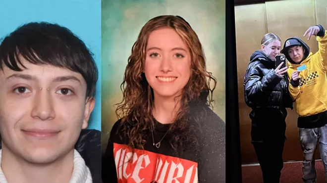 A teenager who went missing is pictured in side-by-side photos with her 23-year-old partner