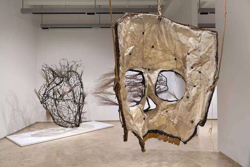 Image: Installation view of Transparency of God through Juan Francisco Elso's El Rostro de Dios (1987-1988)