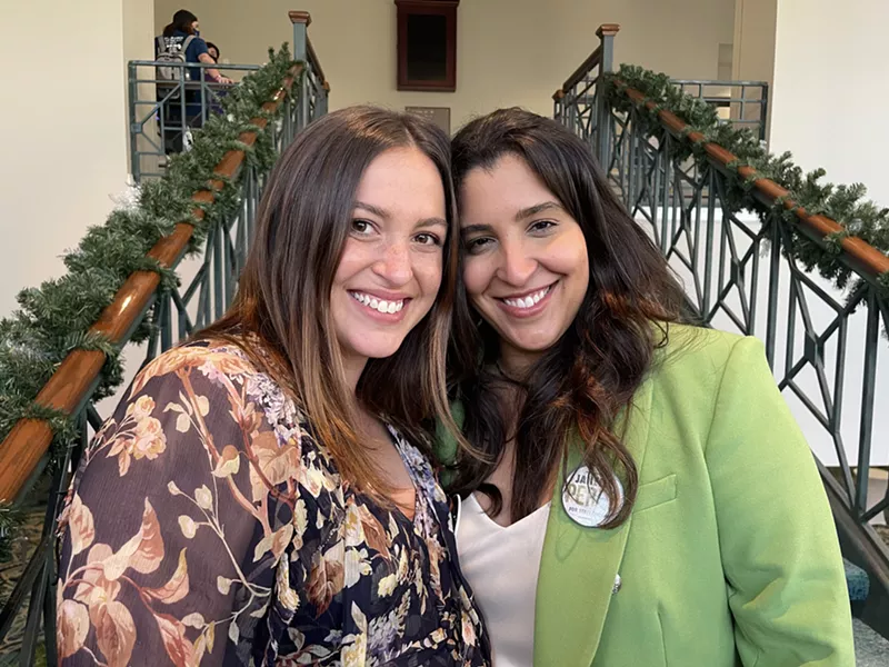 Image: District 38 state senate candidate Janelle Perez (right) with her wife, Monica.