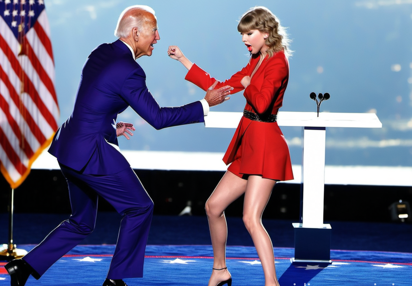An AI-generated image of Taylor Swift getting down with President Joe Biden.