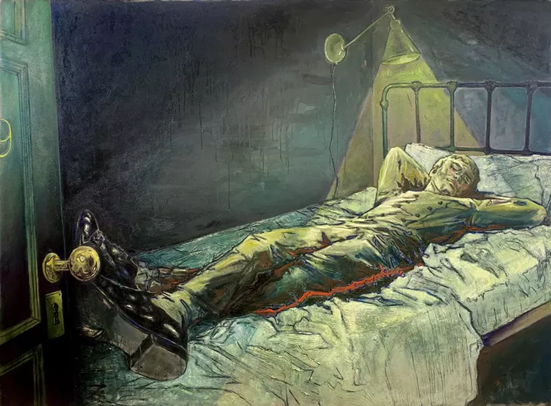 Image: Painting of a cadet laying on a bed.