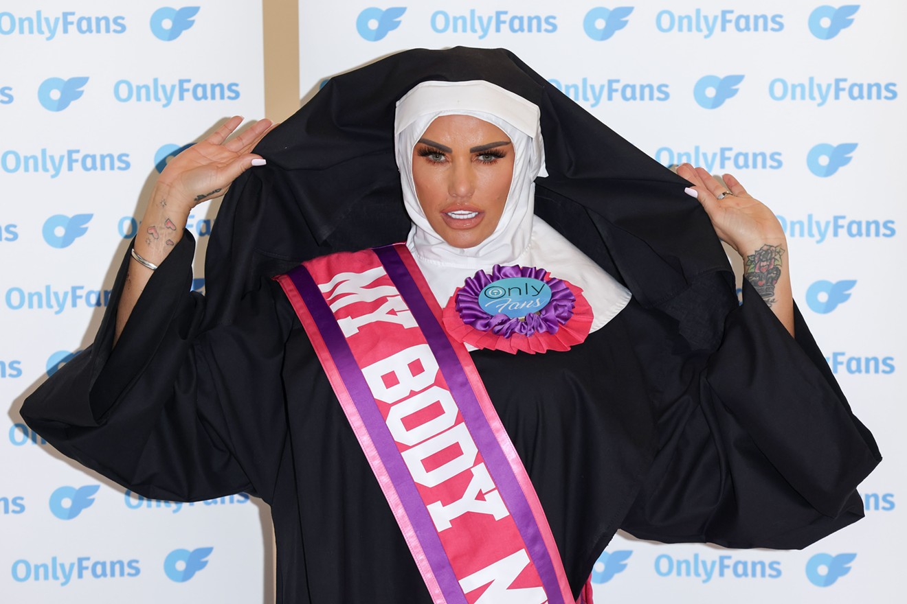 Katie Price attends a photocall to launch her new OnlyFans channel at the Holborn Studios on January 26, 2022, in London.