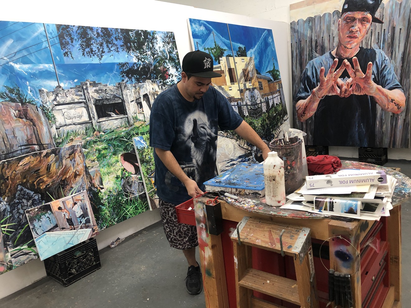 Michael Vasquez in his studio in the Milk District.