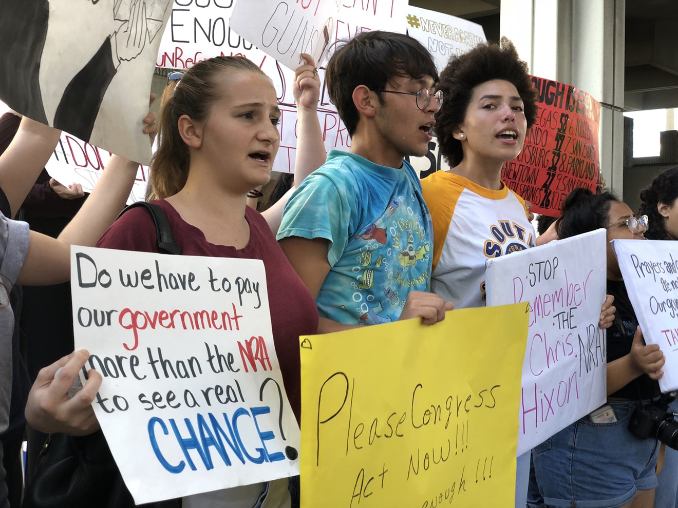 Students rally in support of gun control at a February 17 protest in Fort Lauderdale.
