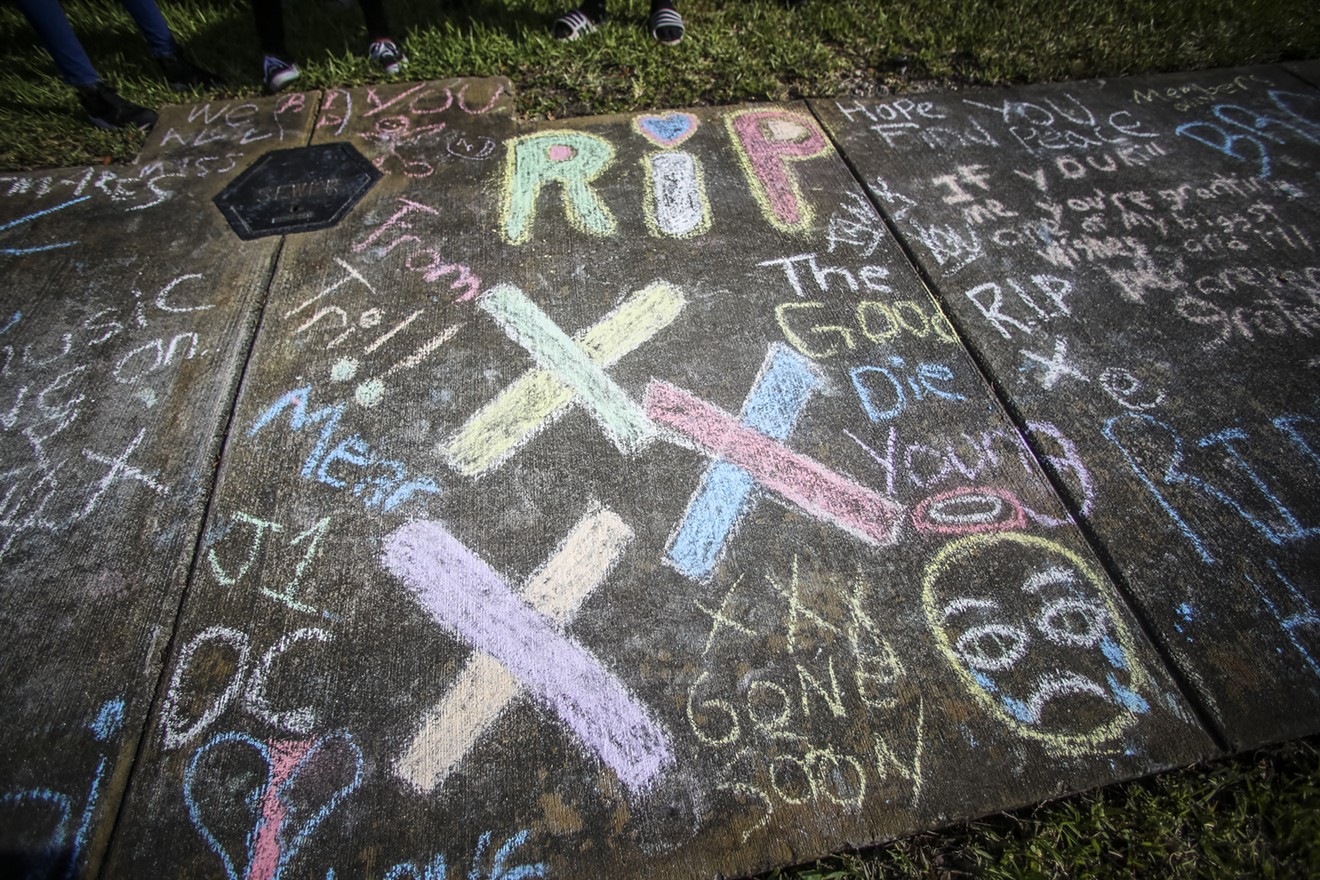 A fan tribute to XXXTentacion left at the site of his murder in June 2018