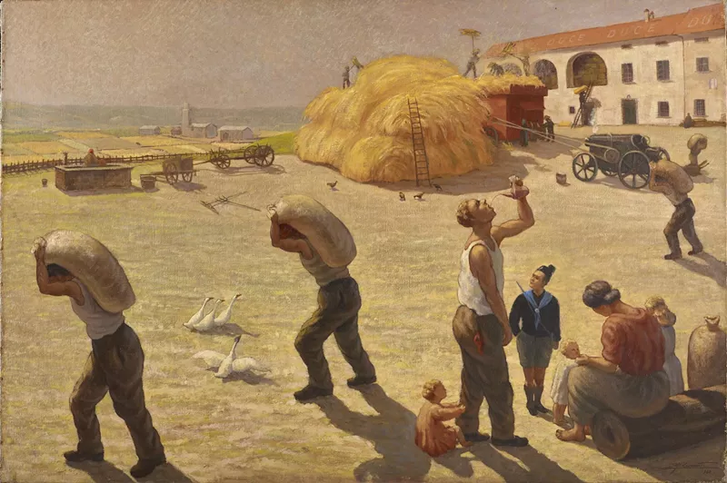 Image: Agro Pontino Redento (The Pontine Marshes Redeemed), 1940 Antonio Federico Leonardi (Italian, 1901–1977) Genoa, Italy. Oil on canvas.