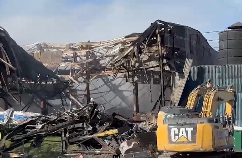 Buildings at Covanta's Doral incinerator plant collapsed in the blaze, creating a labyrinth of twisted metal during firefighting efforts.