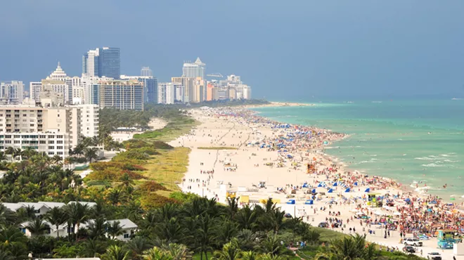 Aerial photo of people sitting on South Beach