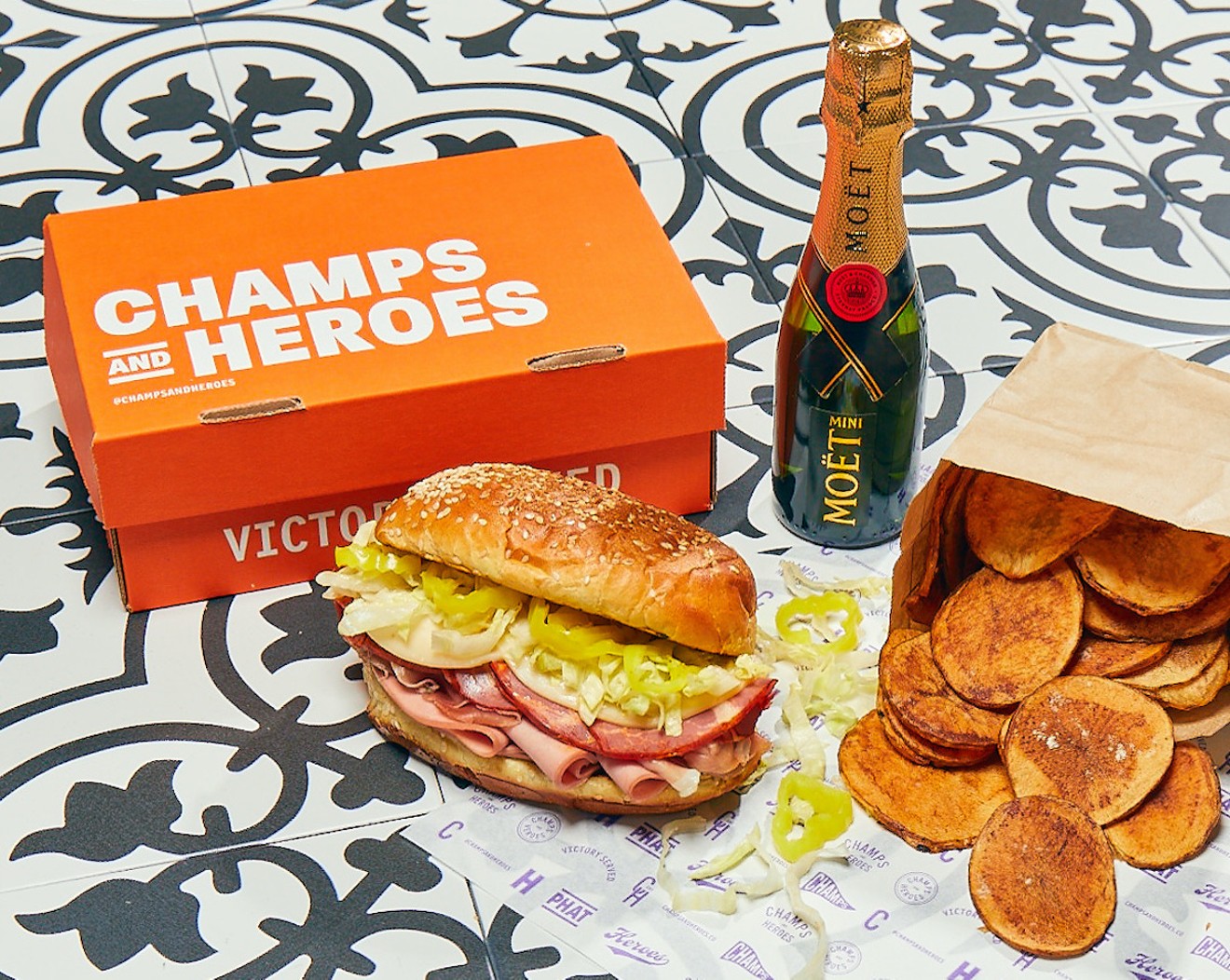 Champs and Heroes is a new delivery-only concept that pairs sandwiches with Champagne.