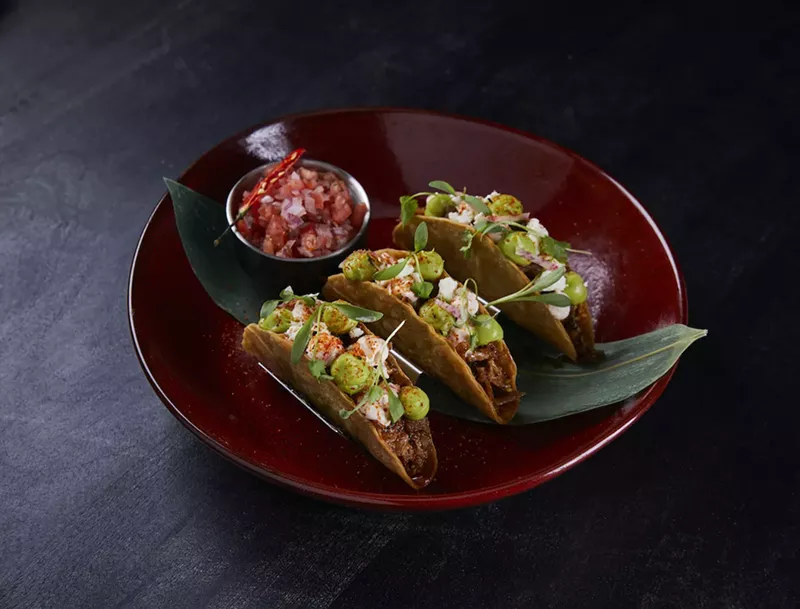 Image: Barbecue pork taquitos at Ch'i, now open at Brickell City Centre.