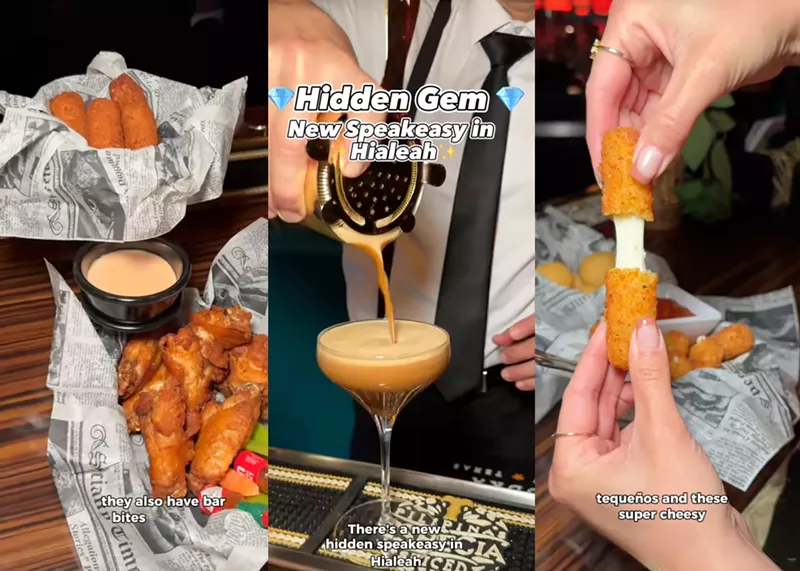 Image: New swanky Hialeah speakeasy 9 Feet Under is hidden behind a cabaret in Hialeah and offers craft cocktails, chicken wings, ham croquetas, and live music.